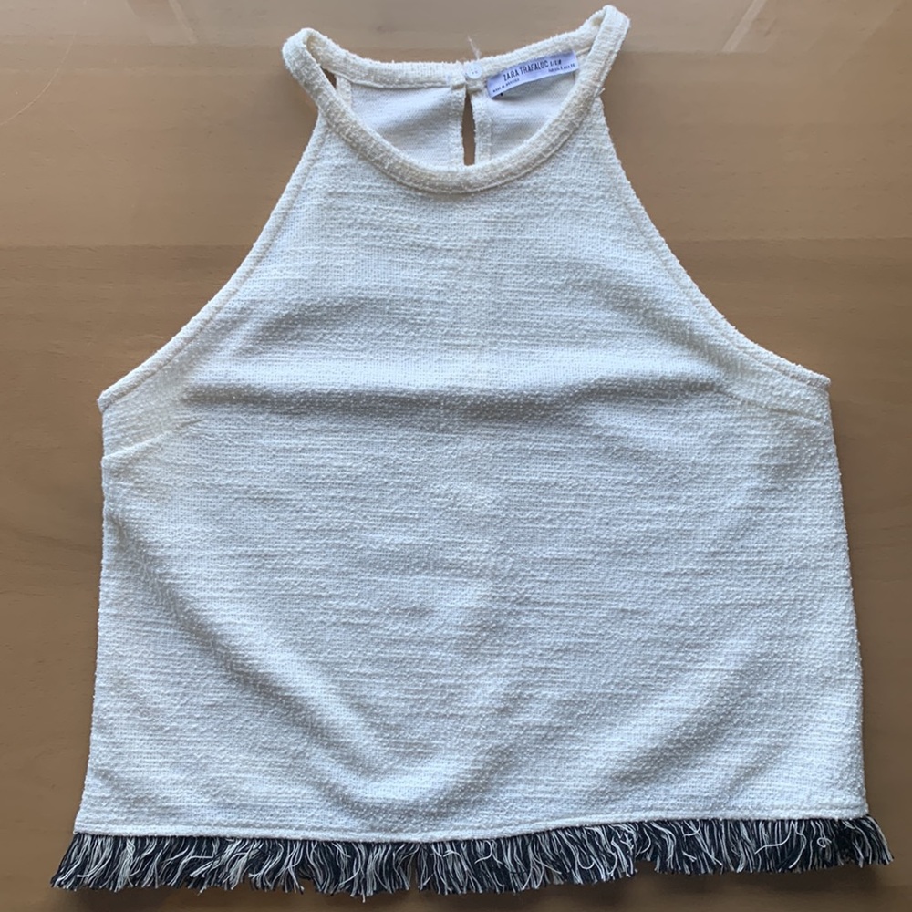 ZARA halter neck white linen top